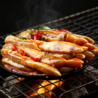 Grilled Squid Skewers Spicy Sauce