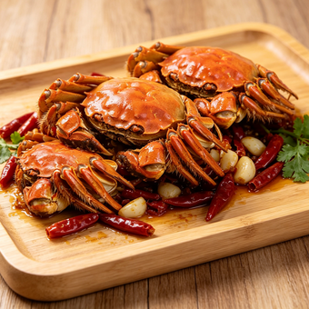Steamed Whole Crabs with Noodles